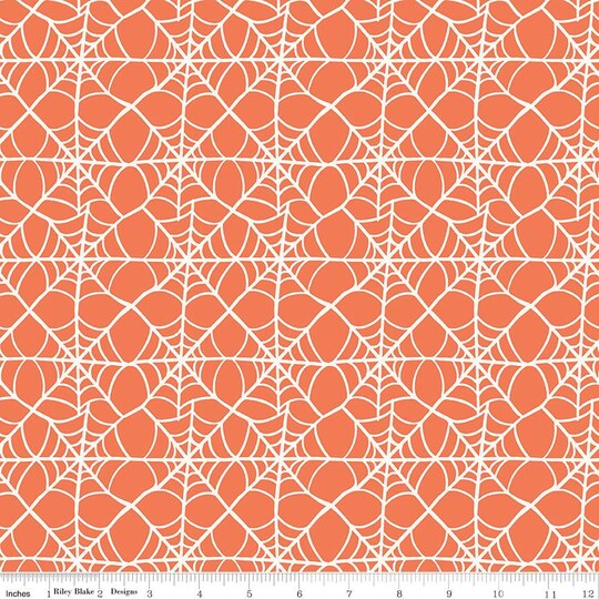 Fabric Riley Blake Orange Webs Hey Pumpkin by the Quarter Yard C16033-ORANGE